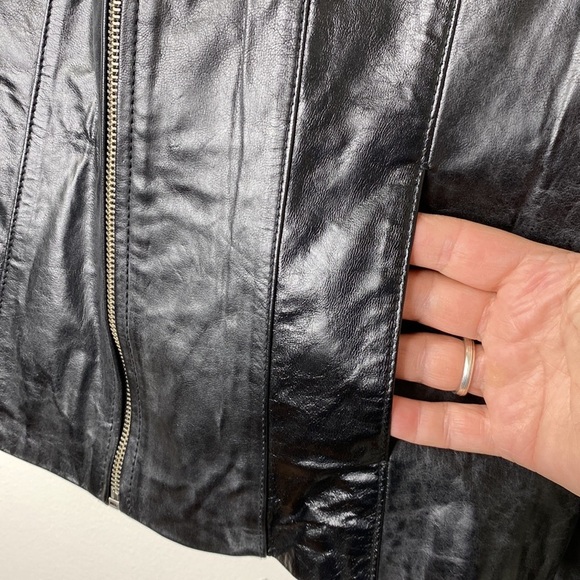 New Faded Glory Black Leather Zipper Jacket Womens Size Small - Picture 2 of 14